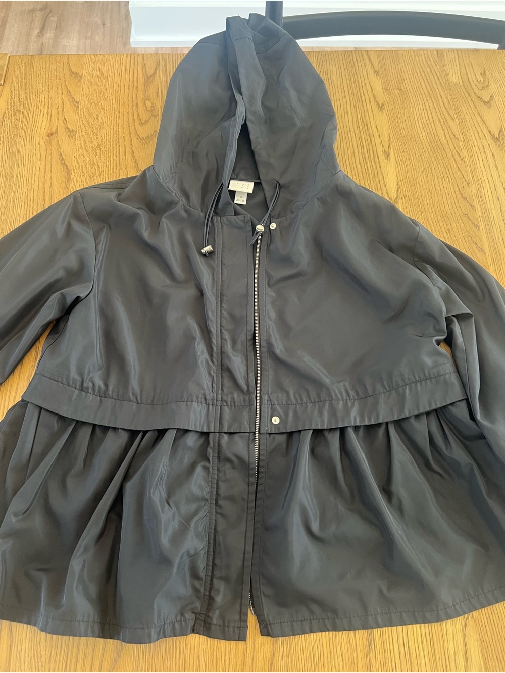 a new day Black Hooded Peplum Trench Coat